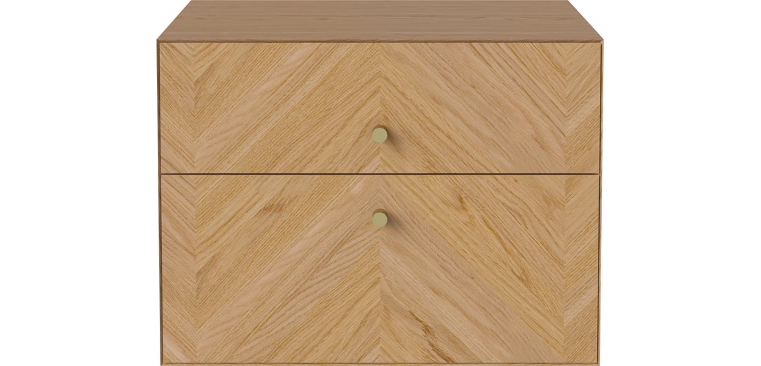 Bolia Noptieră Luxe cu 2 Sertare Suspendată Stejar Uluit, Furnir 40×40×30 cm 1