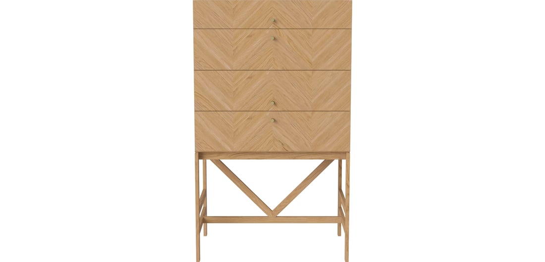 Bolia Mobil cu 4 Sertare Luxe Stejar Uluit, Furnir 68×40×115 cm 1