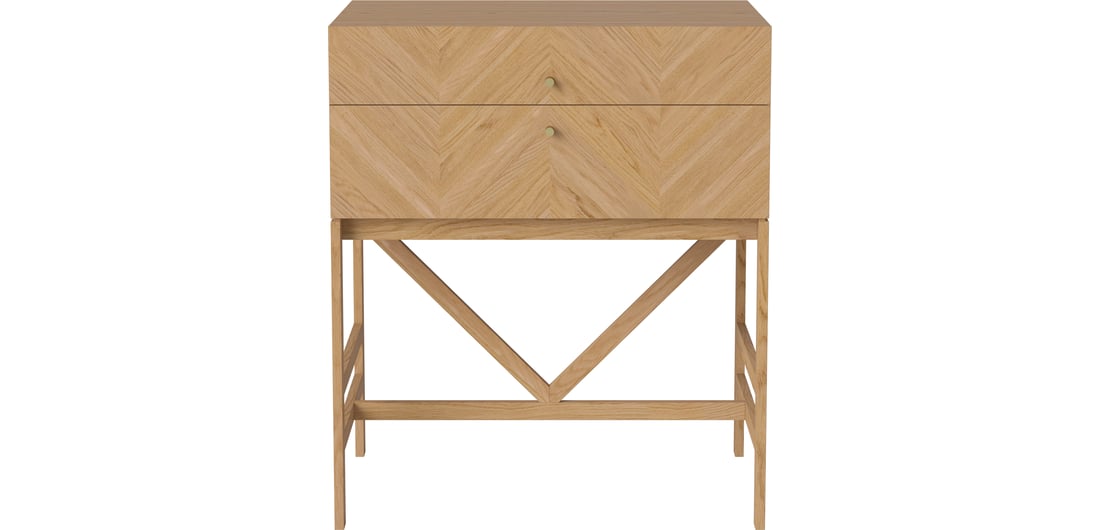 Bolia Mobil cu 2 Sertare Luxe Stejar Uluit, Furnir 68×40×80 cm 1