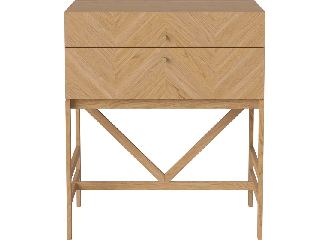 Bolia Mobil cu 2 Sertare Luxe Stejar Uluit, Furnir 68×40×80 cm 2