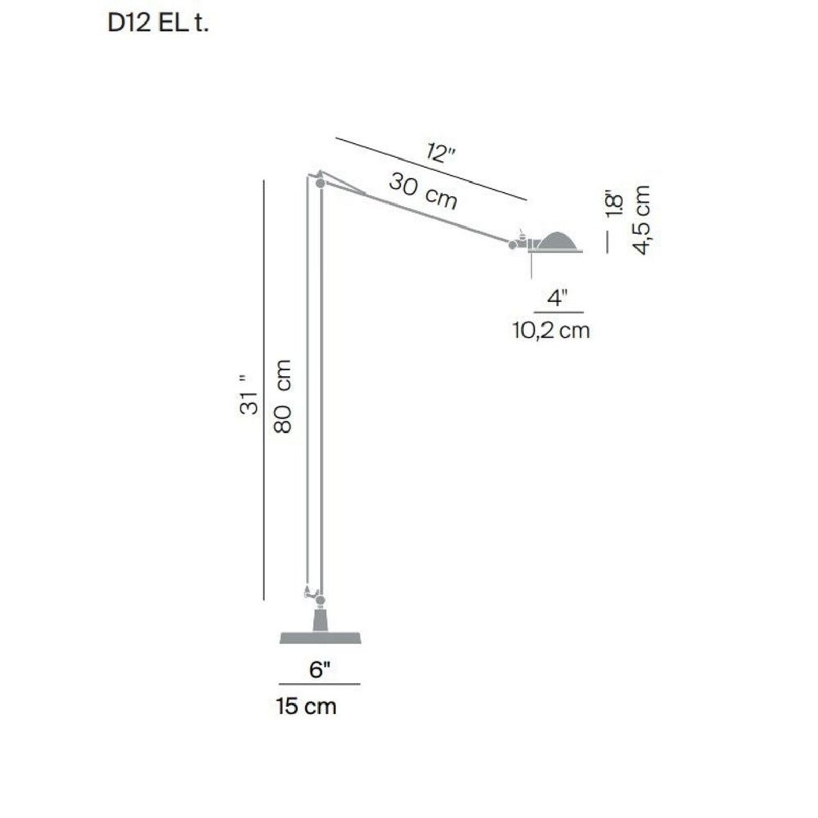 Luceplan lampadar Berenice | Negru cap din alamă