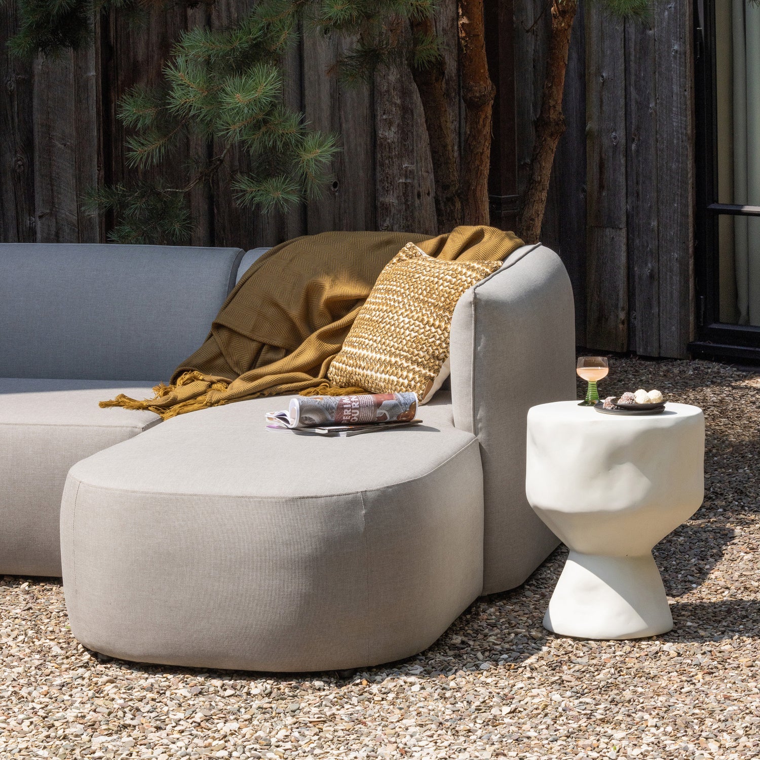WOOOD masuta cafea gradina AUR | Fiber Reinforced Polymer | Natural | 50x40x40 cm