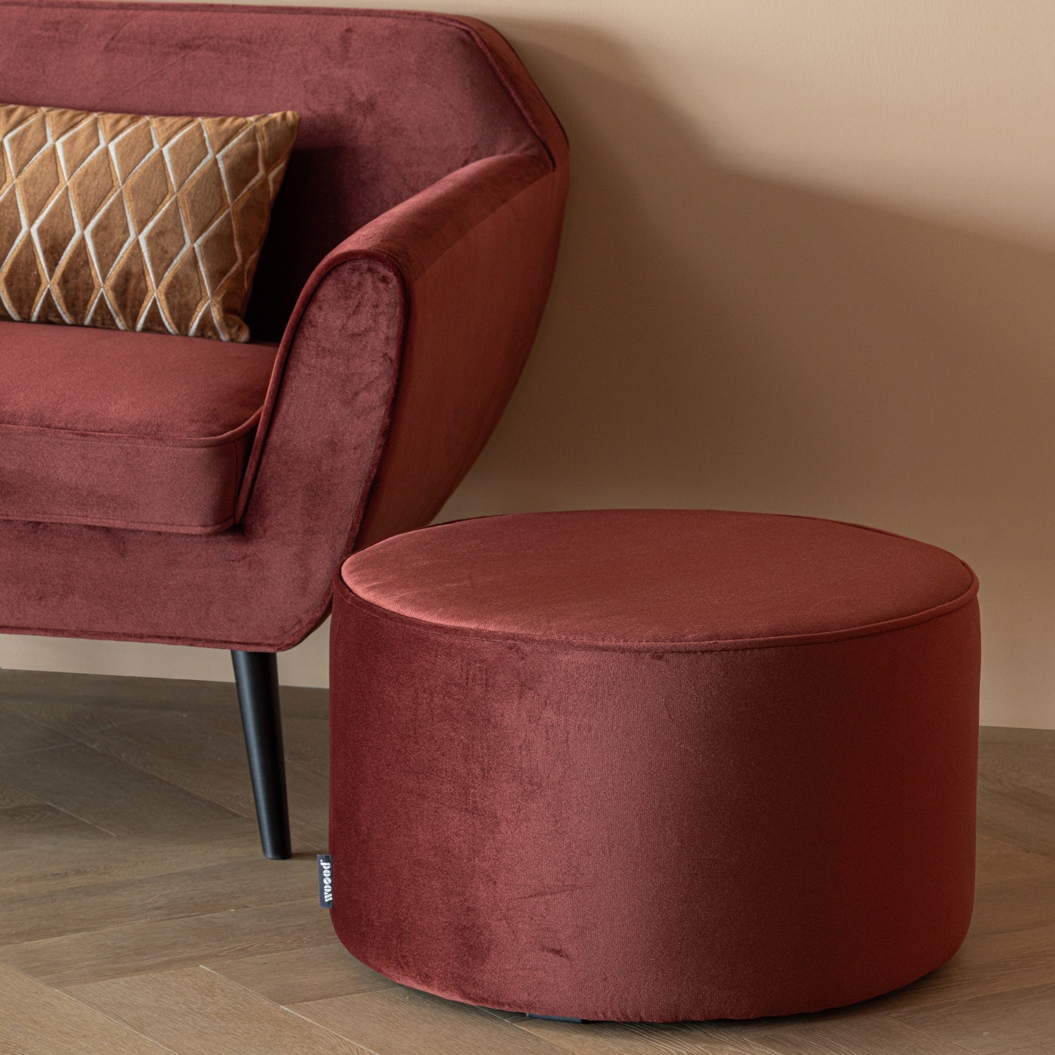 WOOOD puf SARA | 100% Pes | Burgund | 36x60x60 cm