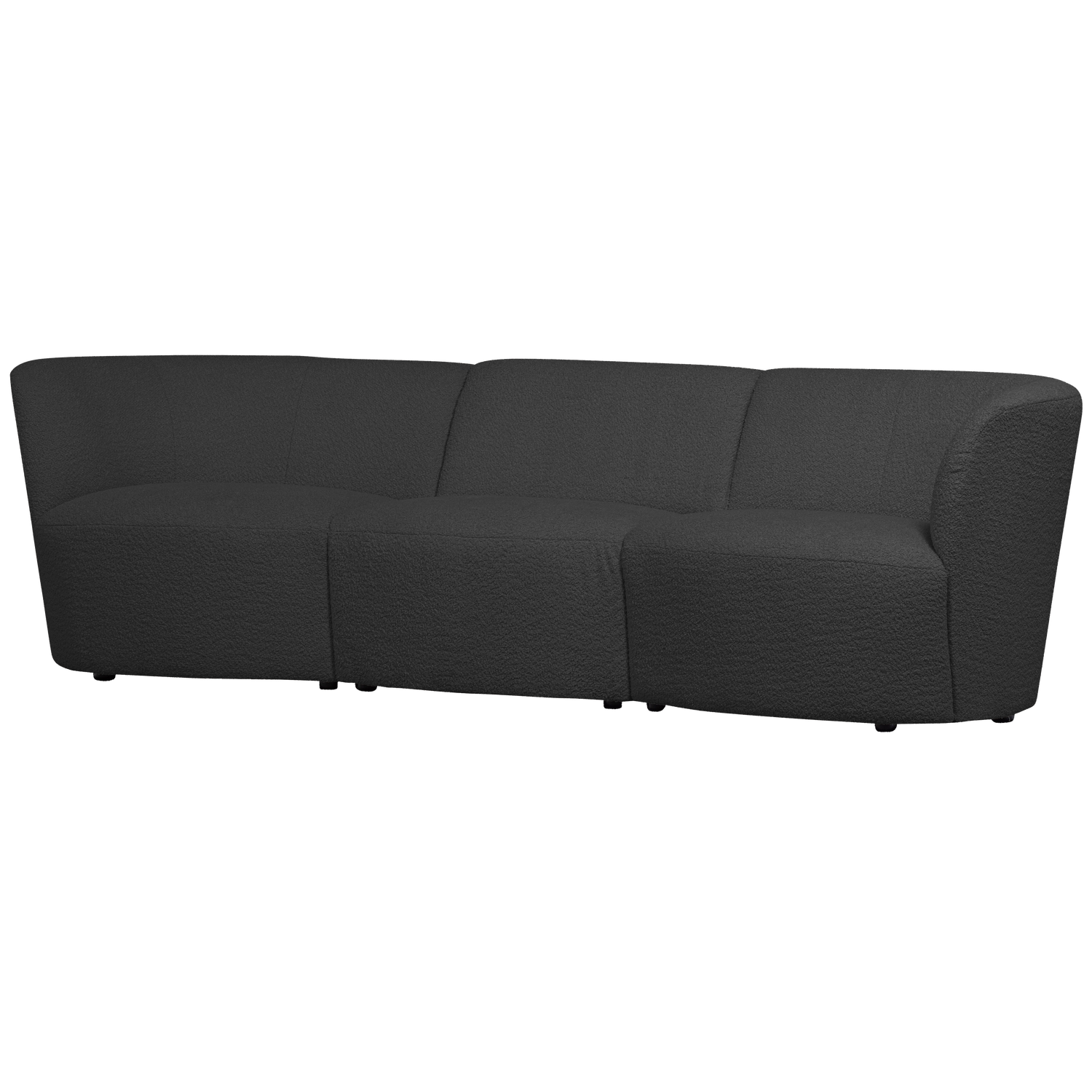 WOOOD canapea 3 locuri COCO | 100% Pes | Gri inchis | 70x227x72 cm