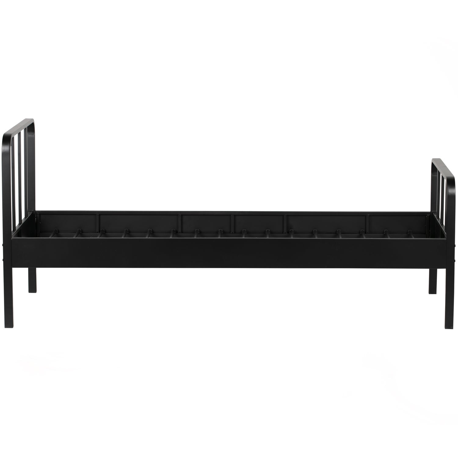 WOOOD pat simplu MEES | otel | Negru | 90x208x95 cm