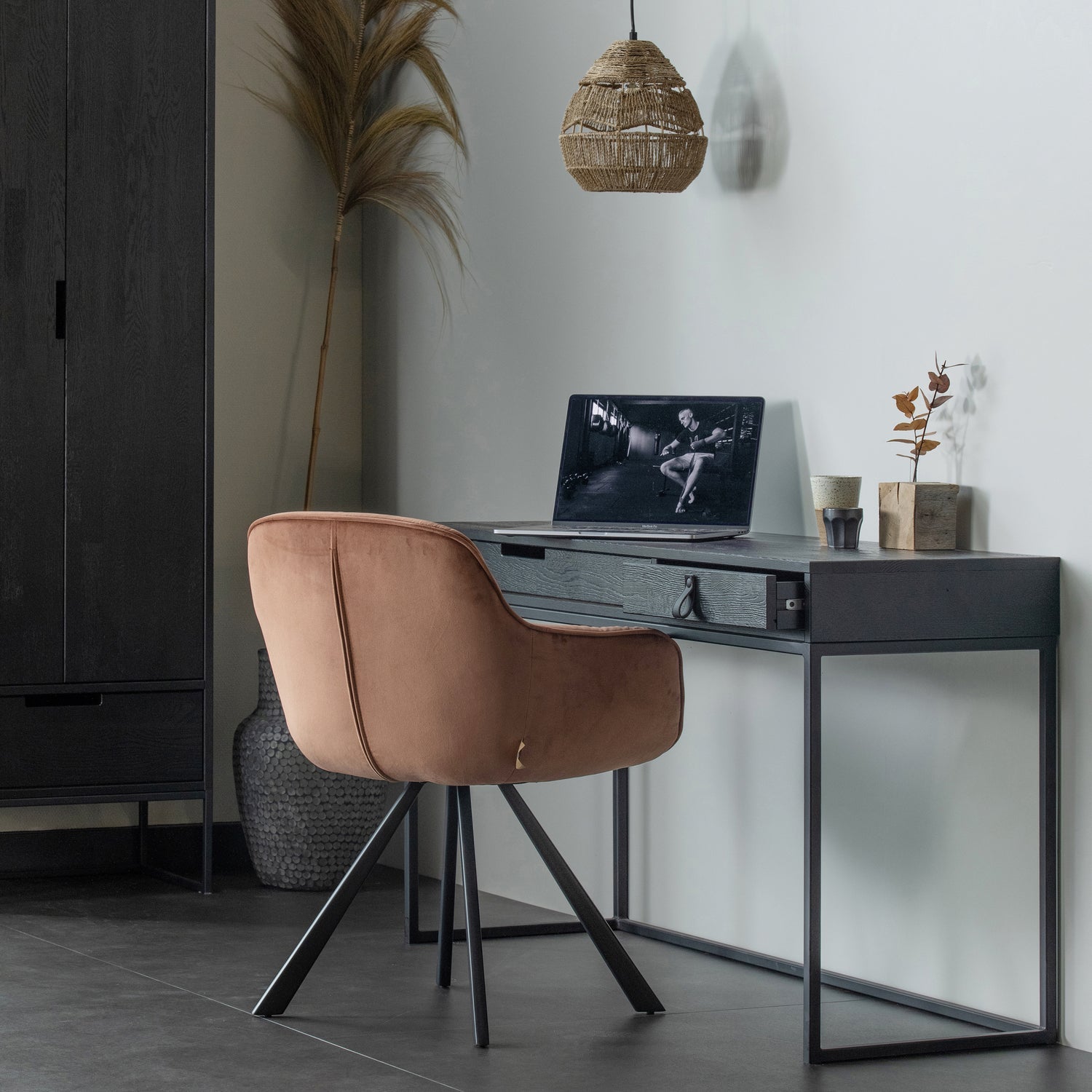 WOOOD birou SILAS | Ash | Negru | 75x140x44 cm