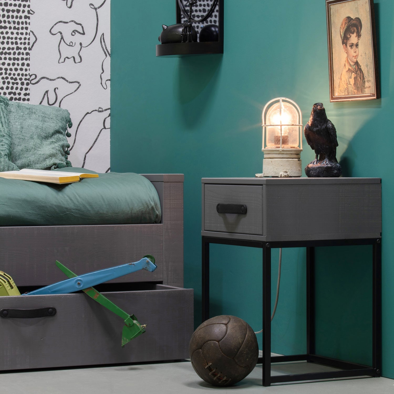 WOOOD noptiera MORRIS NIGHTSTAND | Pin | Loam | 52x35x35 cm