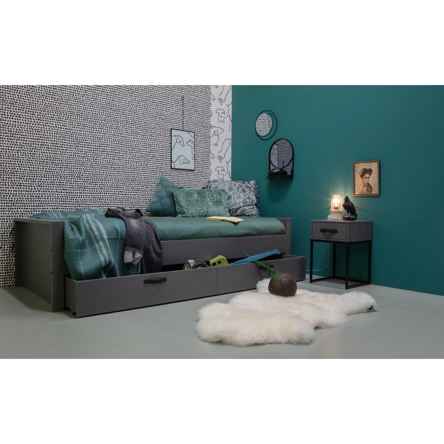 WOOOD noptiera MORRIS NIGHTSTAND | Pin | Loam | 52x35x35 cm