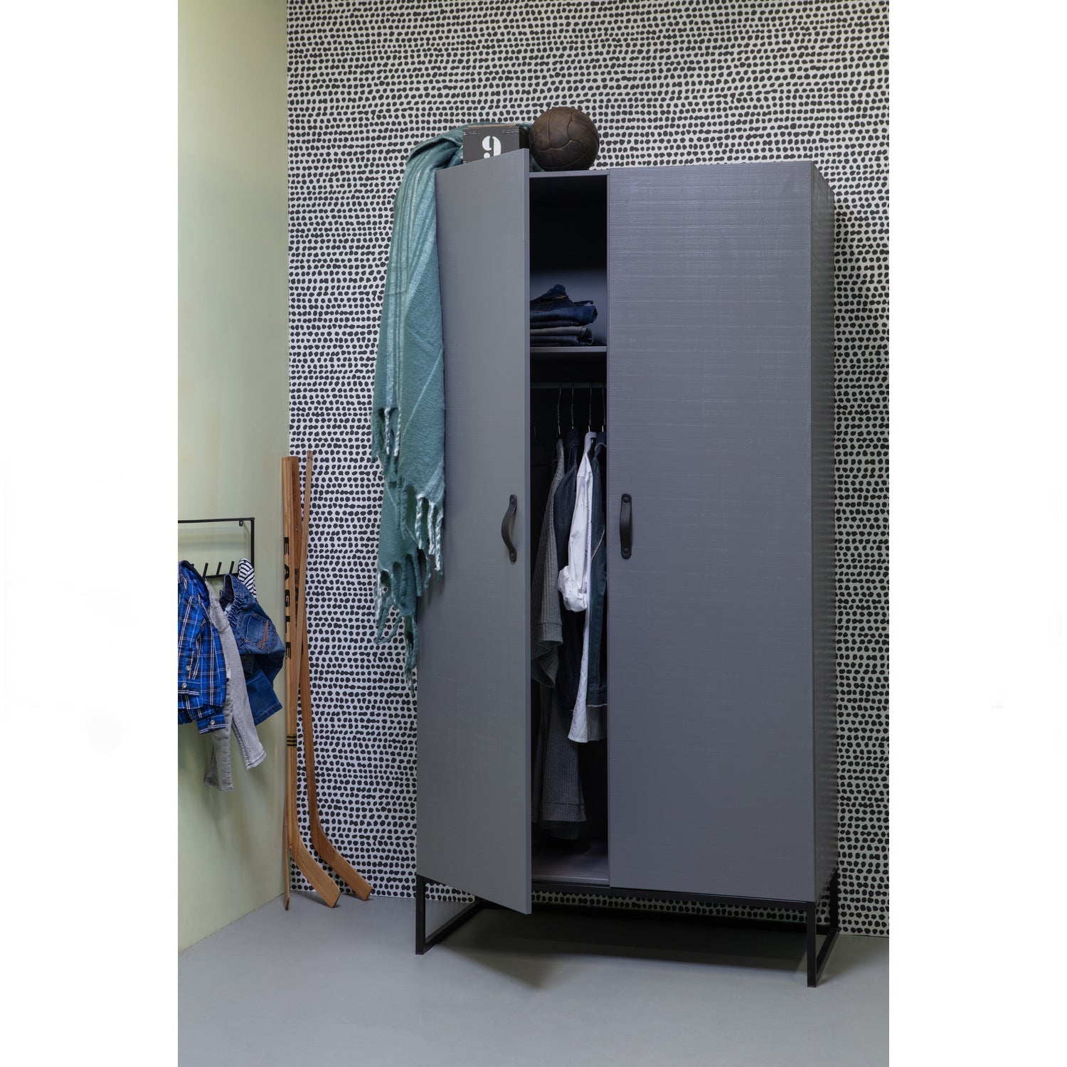 WOOOD dulap copii MORRIS | Pin | Loam | 195x100x53 cm
