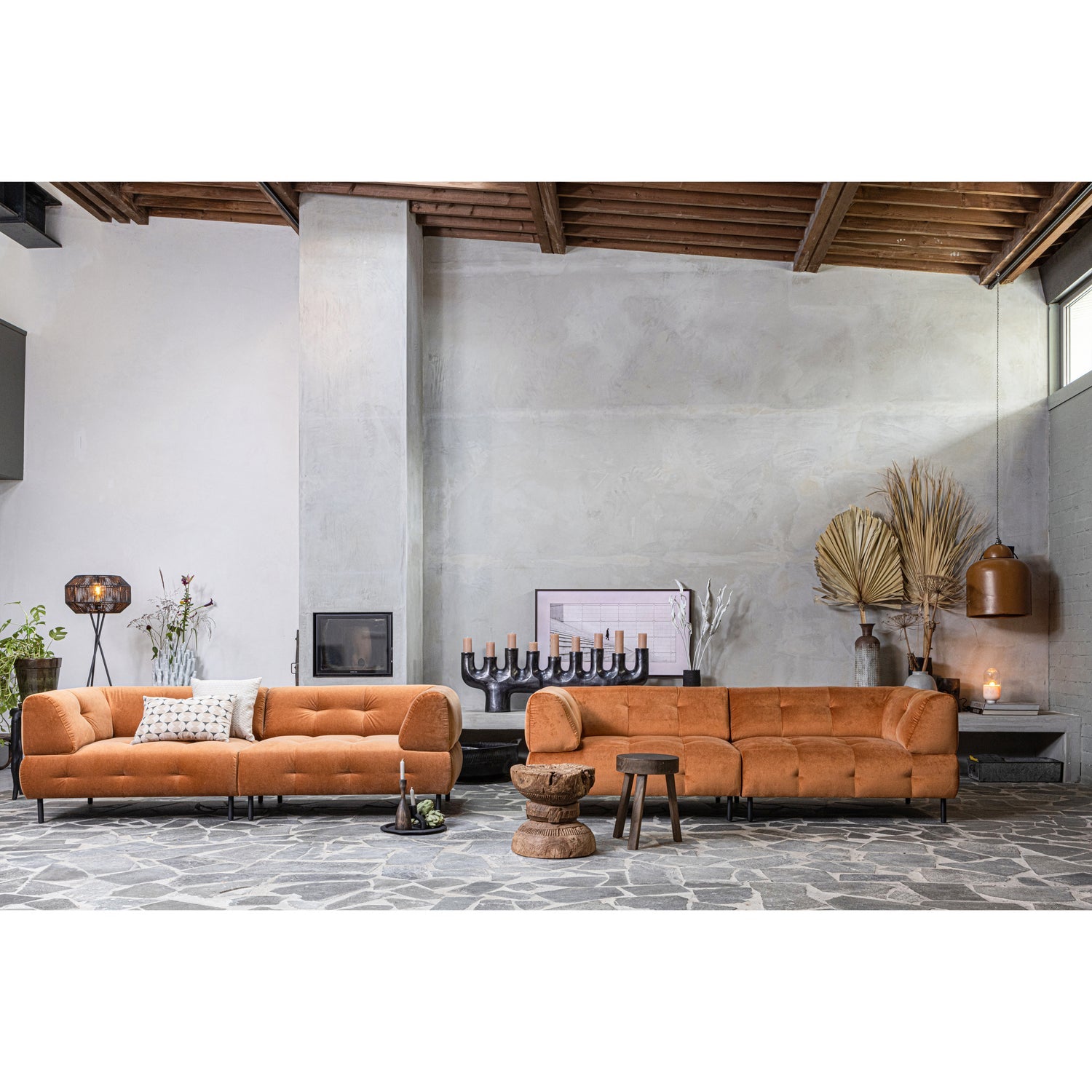 WOOOD canapea 4 locuri LLOYD | 80% Pes / 20% Cot | Cinnamon | 75x245x90 cm