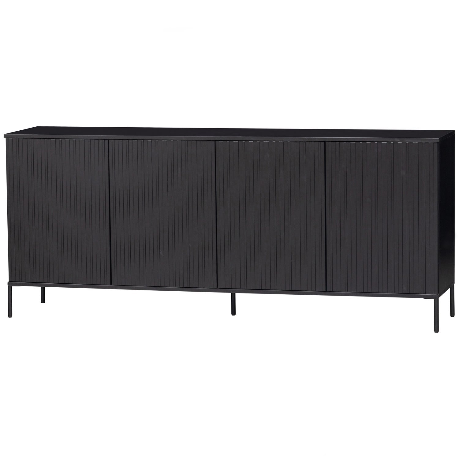 WOOOD consola NEW GRAVURE SIDEBOARD 200 CM | Pin | Negru | 85x200x44 cm
