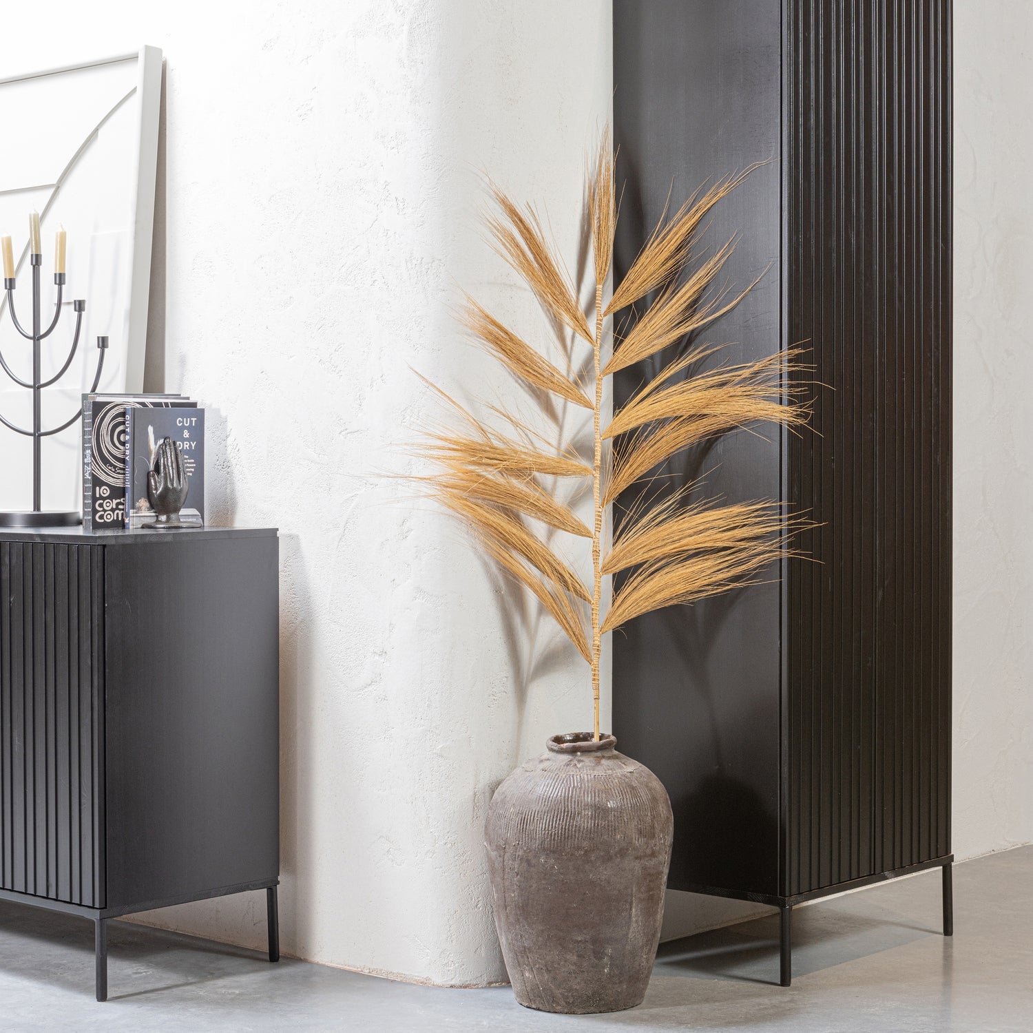 WOOOD consola NEW GRAVURE SIDEBOARD 200 CM | Pin | Negru | 85x200x44 cm