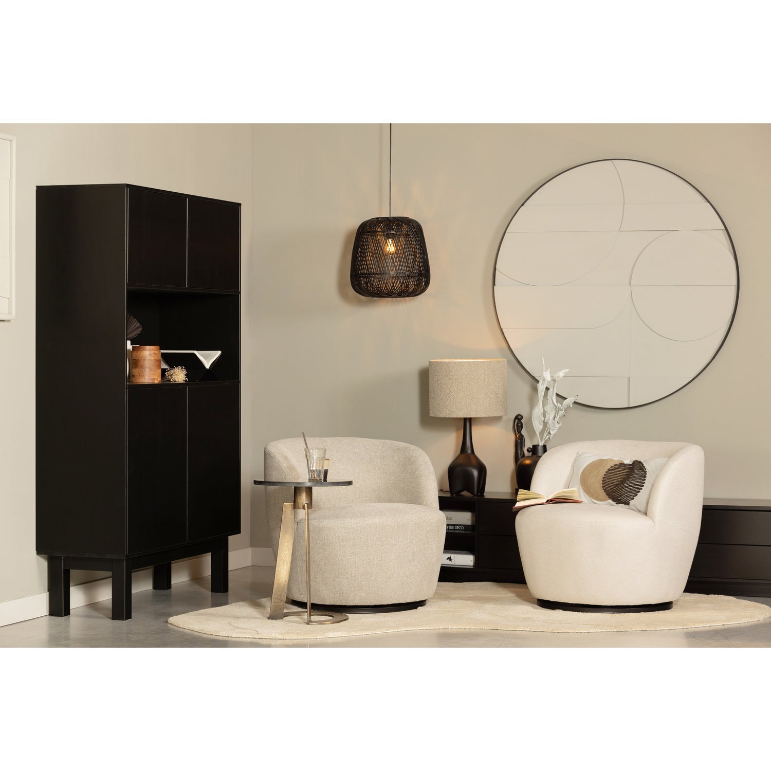 WOOOD dulap FINCA BUFFET / | Pin | Negru | 170x110x40 cm