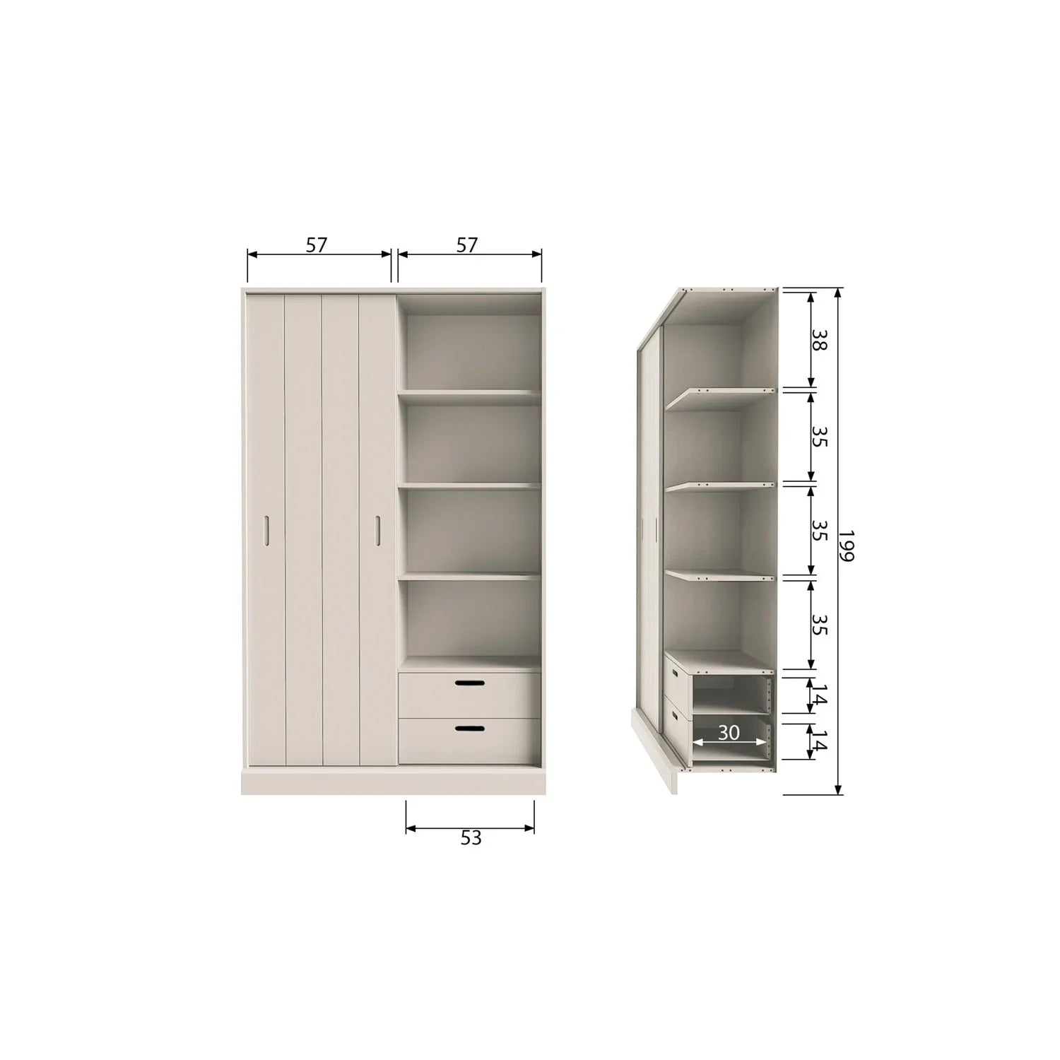 MILA SLIDING DOOR CABINET PINE DUST [fsc]