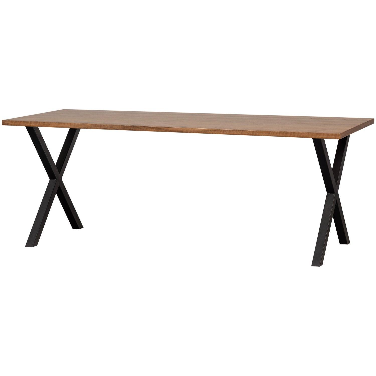 JIMMY DINING TABLE WALNUT VENEER 200x90 X-LEG METAL BLACK