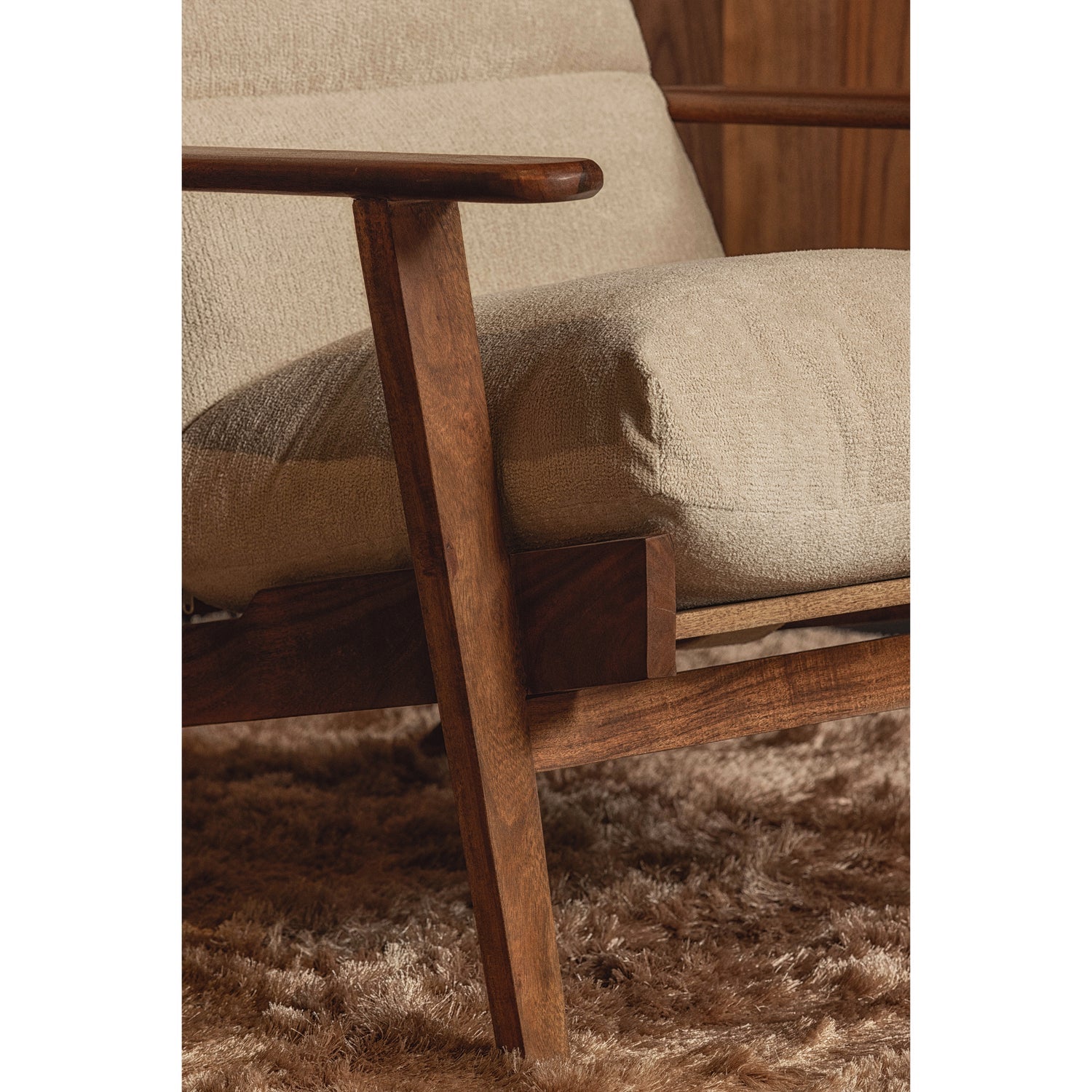WOOOD fotoliu HOUSTON ARMCHAIR BOUCLE/WOOD | Acacia | Natural | 86x71x71 cm