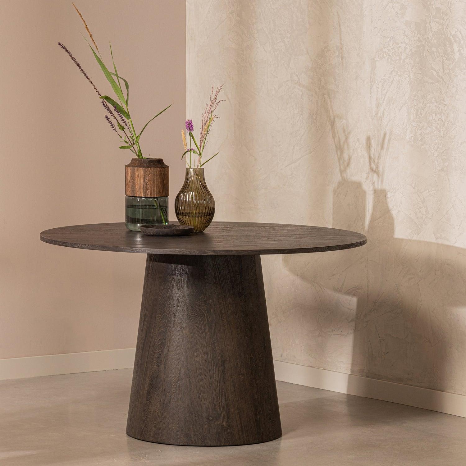 MAAN DINING TABLE ROUND MDF DARK BROWN Ø120CM