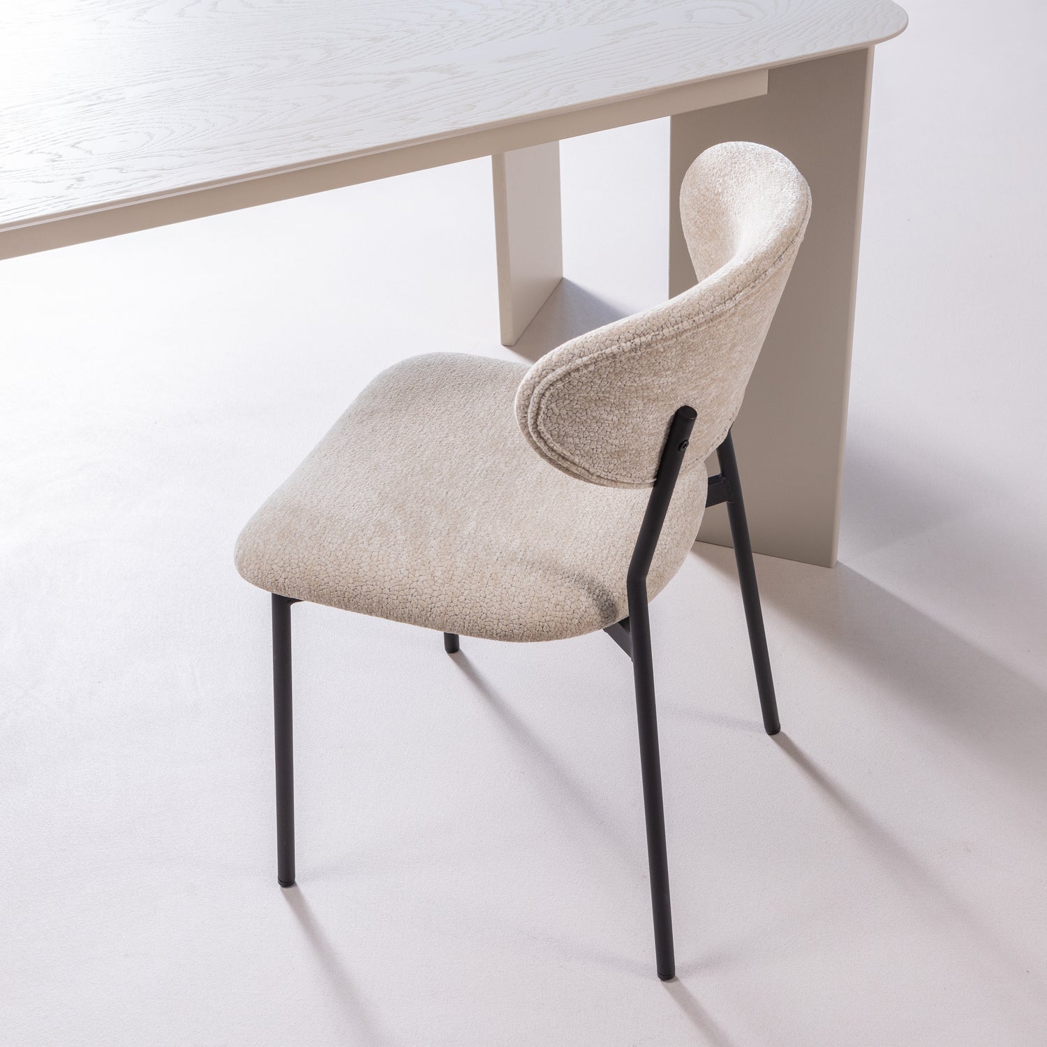 KJELD DINING CHAIR CHENILLE TEXTURED NATURAL
