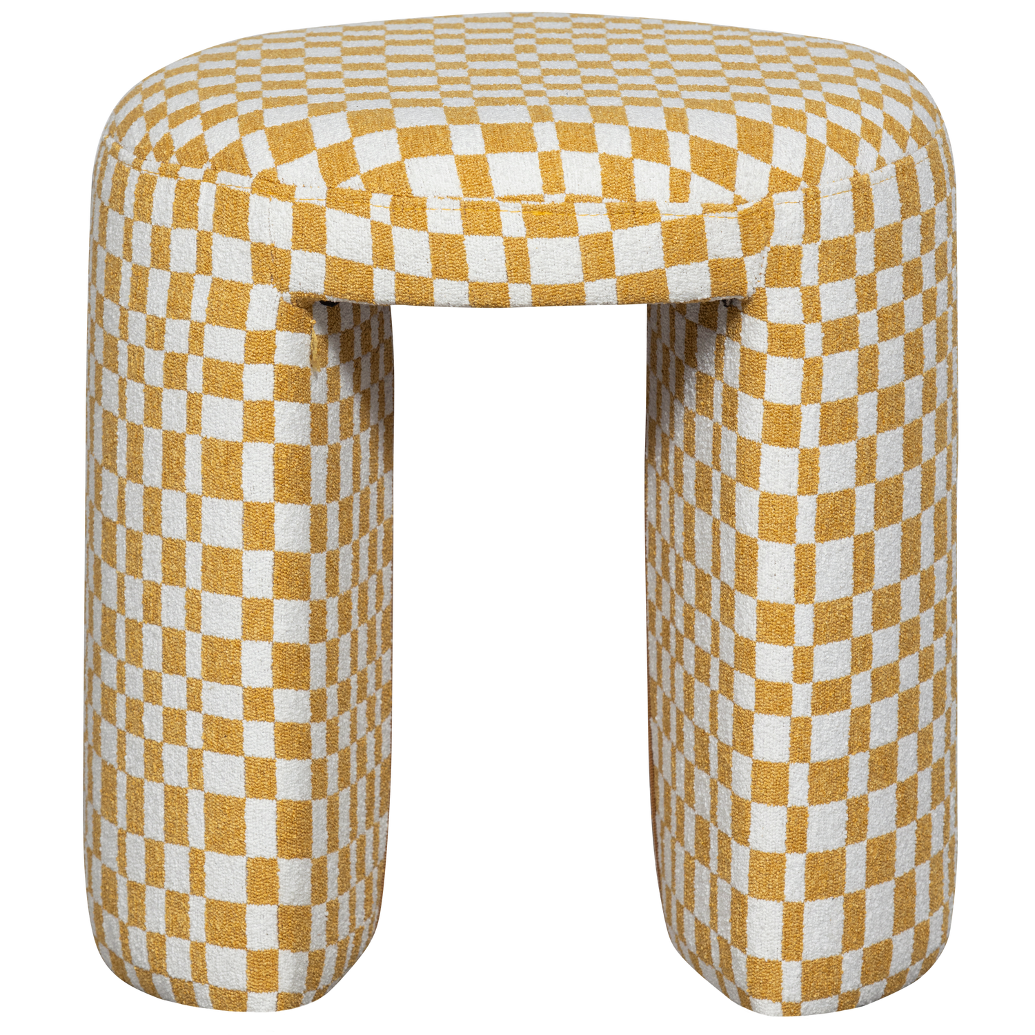 CHARLIE UPHOLSTERED STOOL CHECKERED PATTERN YELLOW