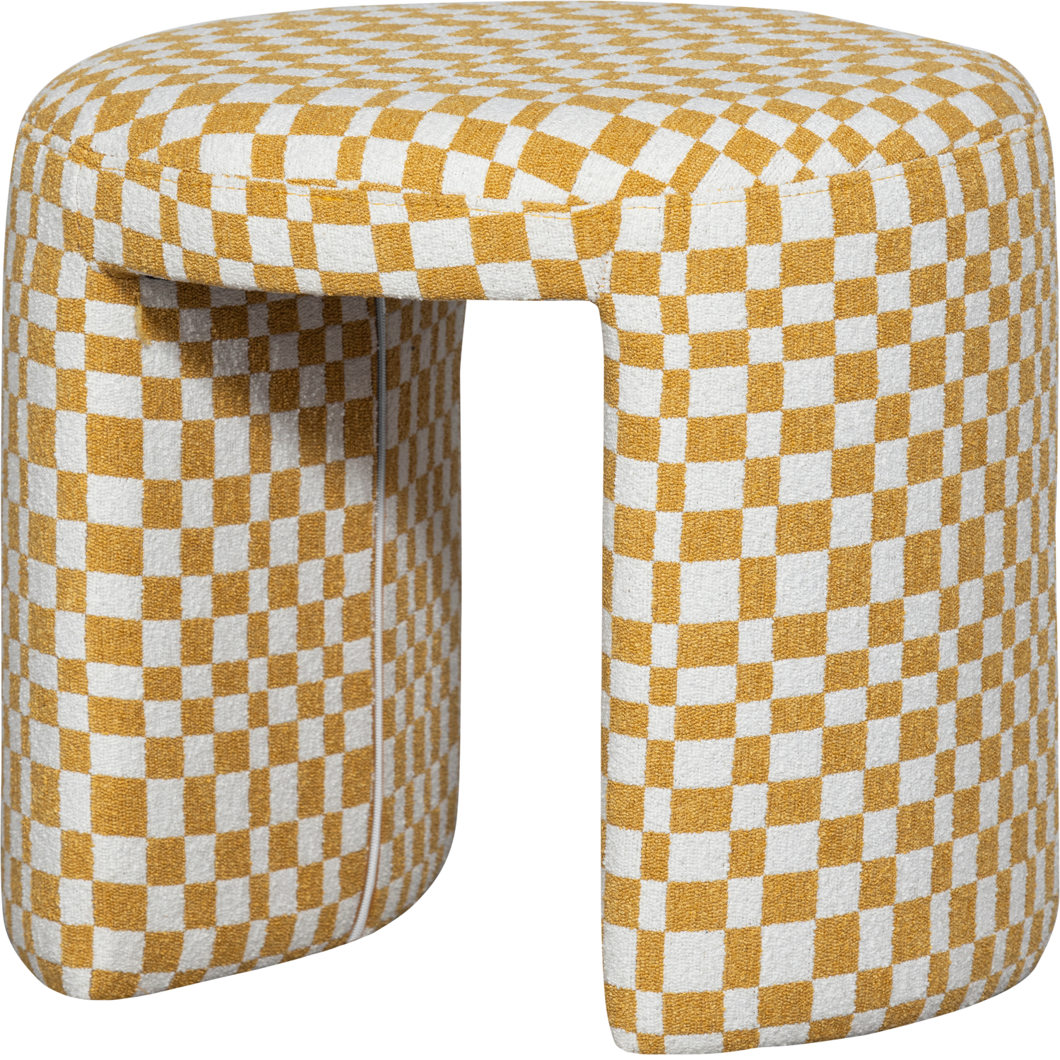 CHARLIE UPHOLSTERED STOOL CHECKERED PATTERN YELLOW