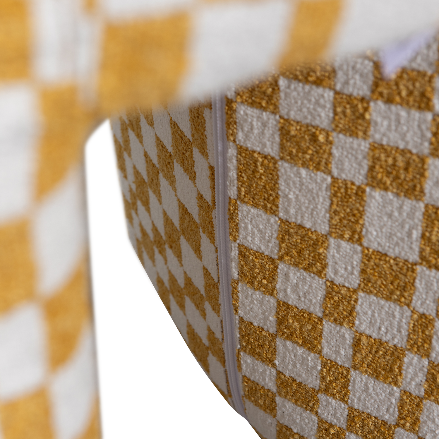 CHARLIE UPHOLSTERED STOOL CHECKERED PATTERN YELLOW