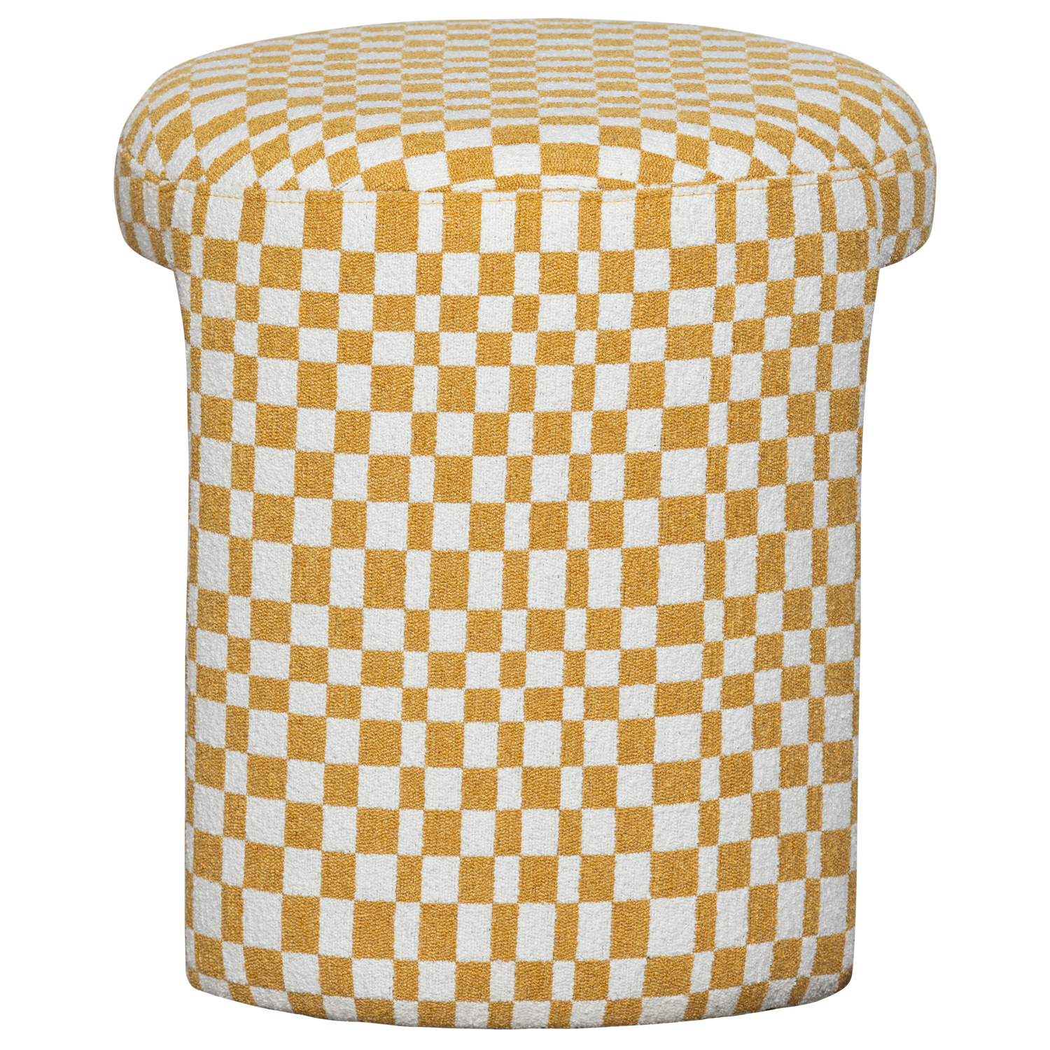 CHARLIE UPHOLSTERED STOOL CHECKERED PATTERN YELLOW