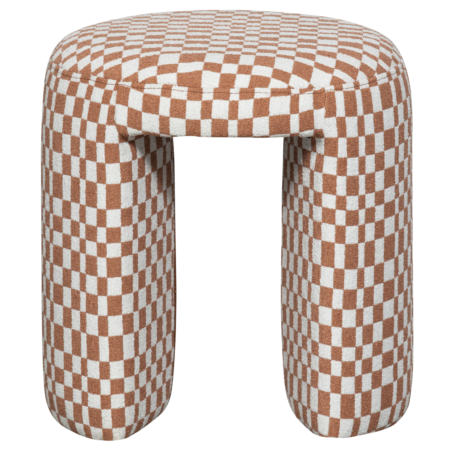 CHARLIE UPHOLSTERED STOOL CHECKERED PATTERN ORANGE