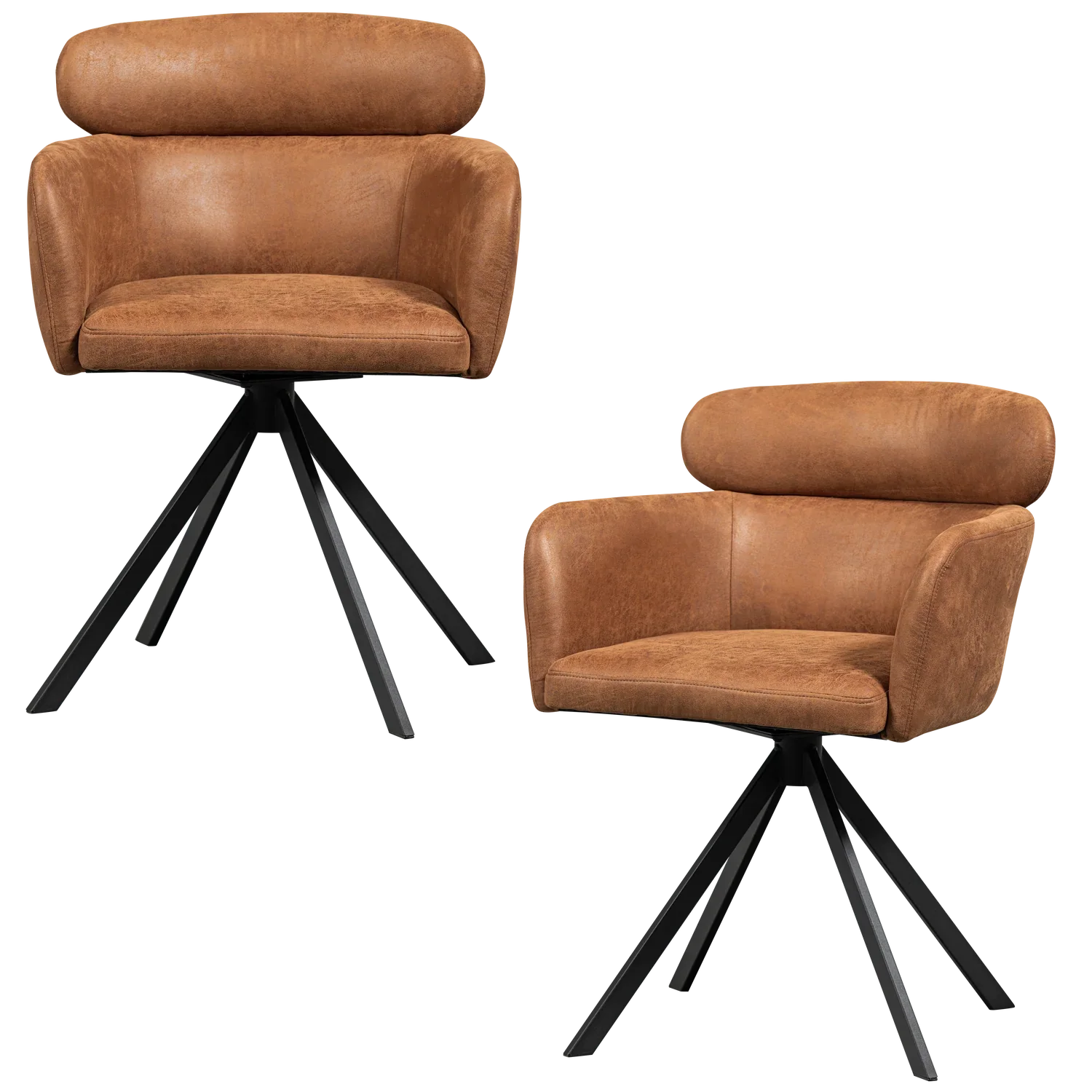 FENNE SWIVEL DINING CHAIR LEATHER LOOK COGNAC