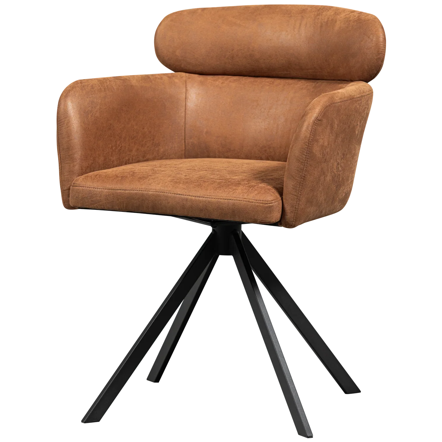 FENNE SWIVEL DINING CHAIR LEATHER LOOK COGNAC