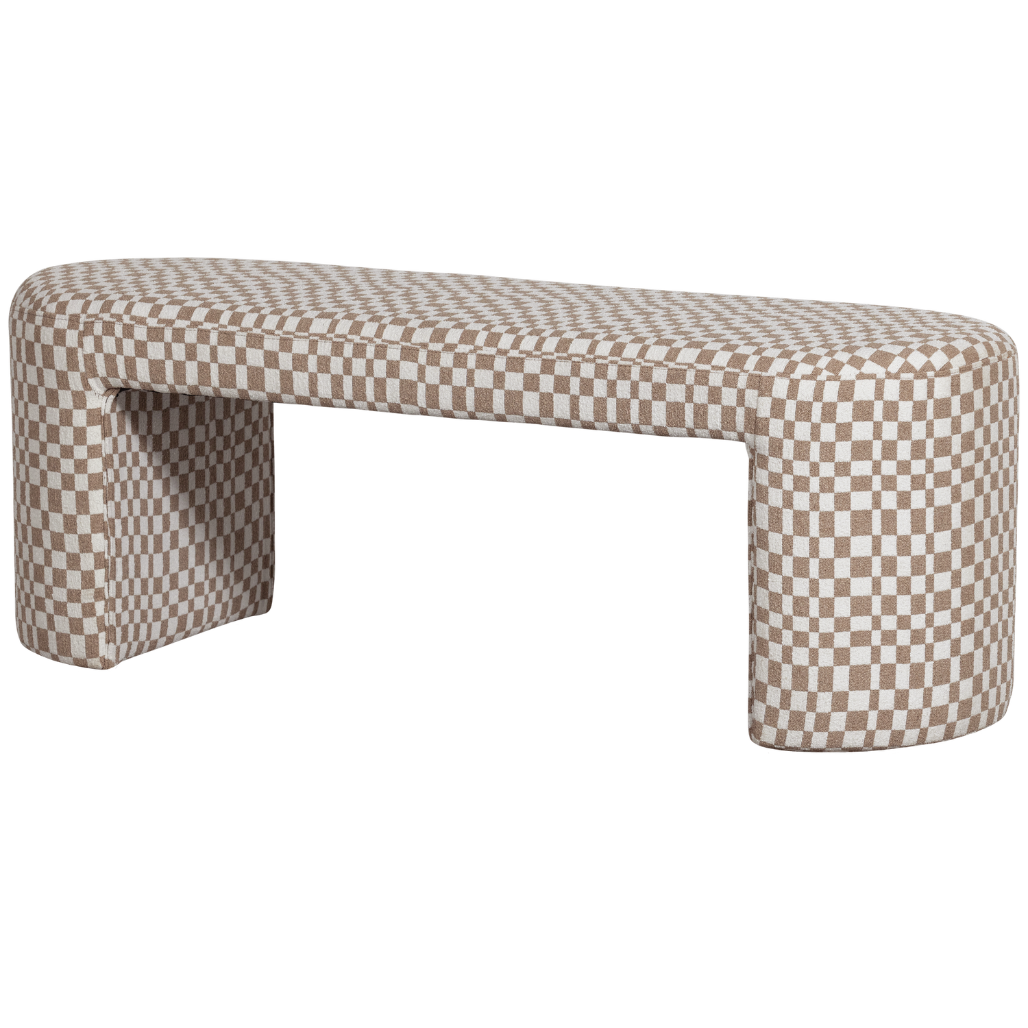JACOB UPHOLSTERED BENCH CHECKERED PATTERN SAND