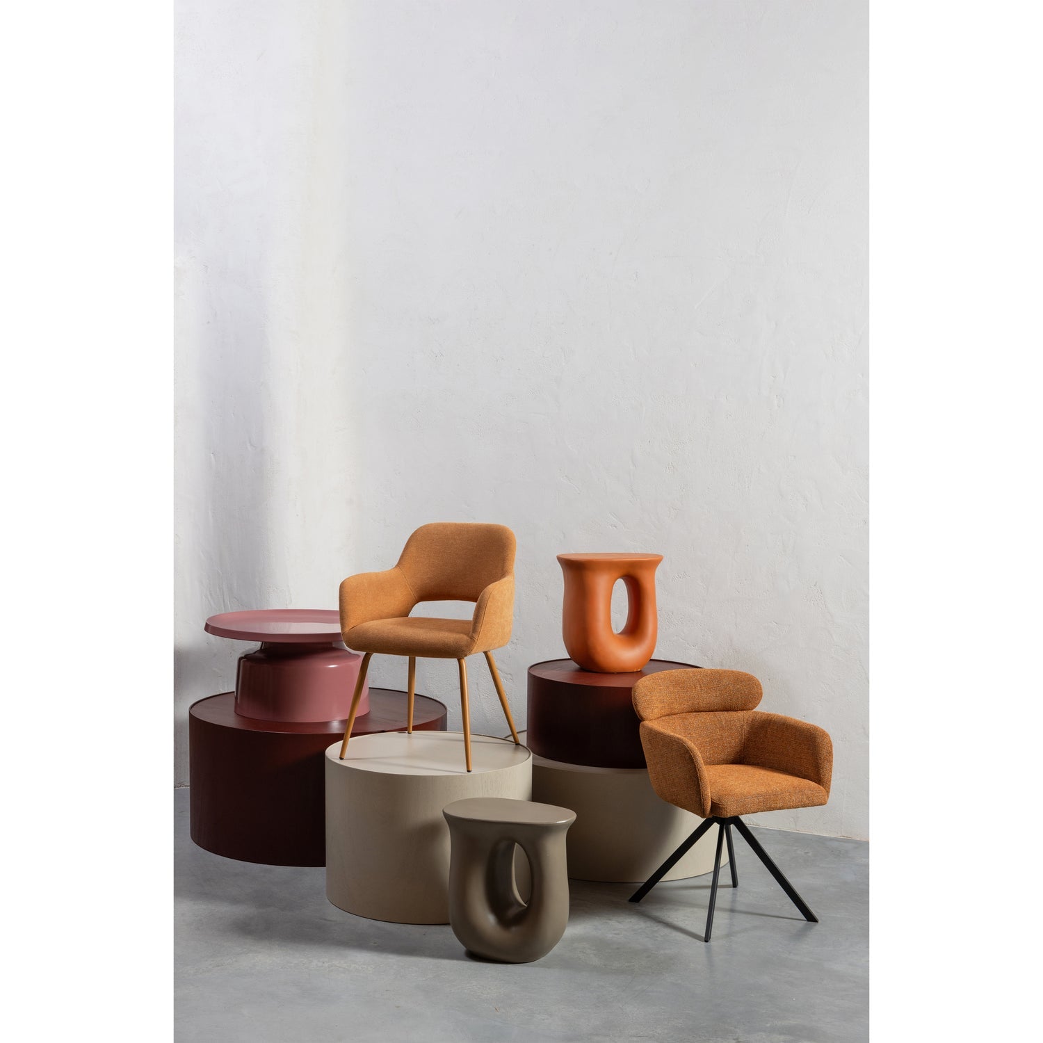 WOOOD scaun dining FENNE SWIVEL | 100% Pes | Ginger | 80x58x60 cm