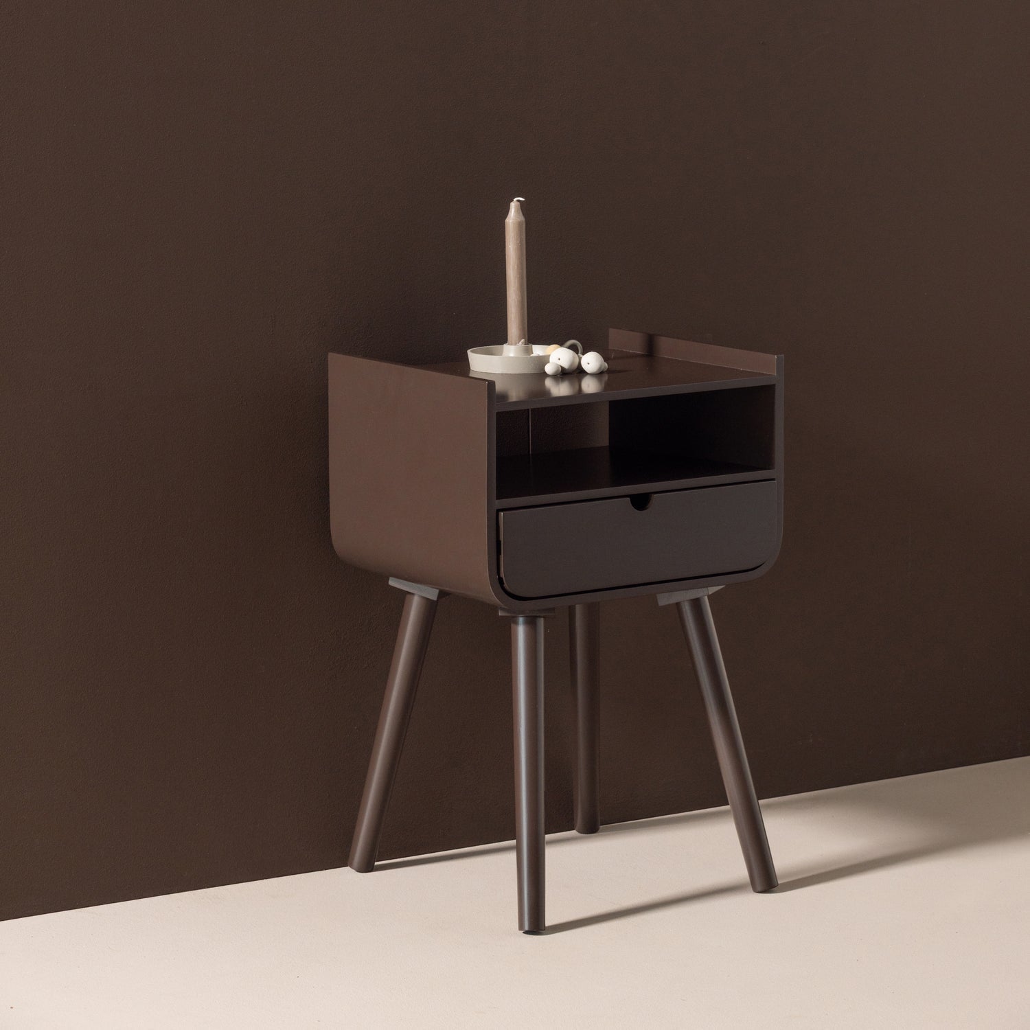 WOOOD noptiera NILS NIGHTSTAND/SIDE | PAL | Maro inchis | 54x36x30 cm
