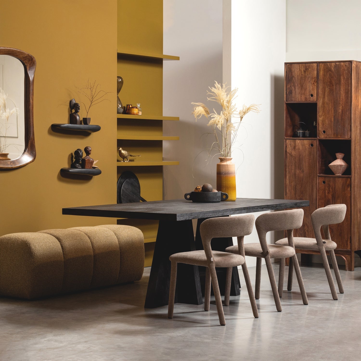 WOOOD banca dining MOJO | 100% Pes | Galben | 49x164x45 cm