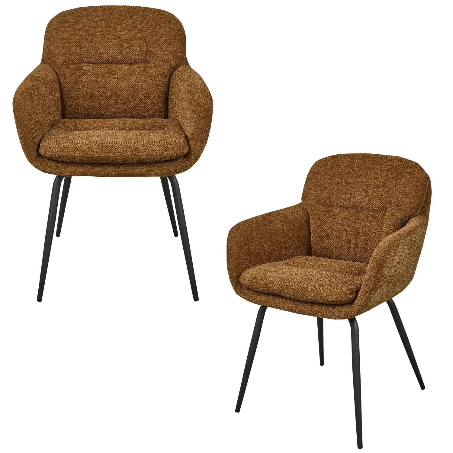 RUNA DINING CHAIR CHENILLE CARAMEL BROWN/YELLOW