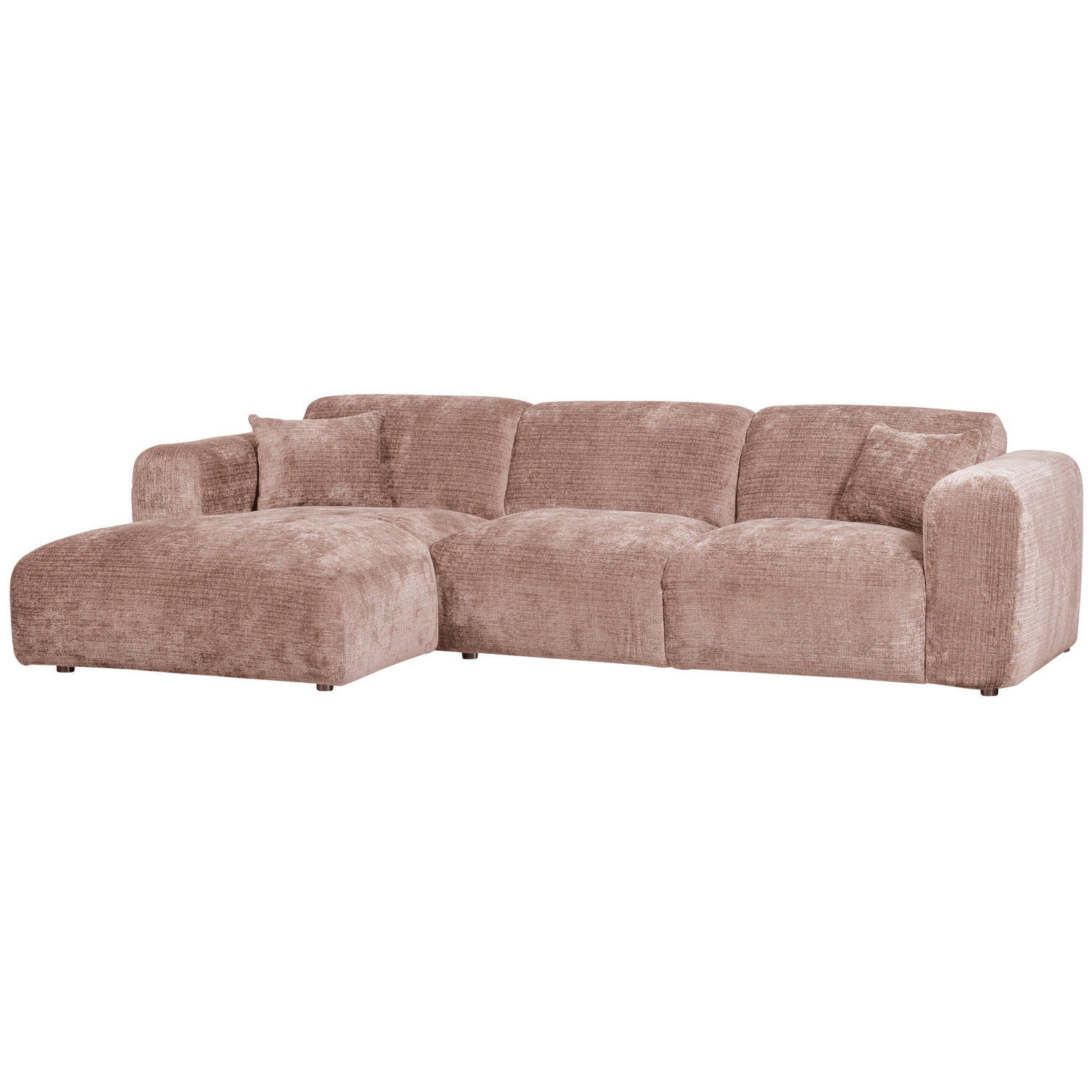 CLOUD CHAISE LONGUE SOFA LEFT CHENILLE TAUPE/PINK