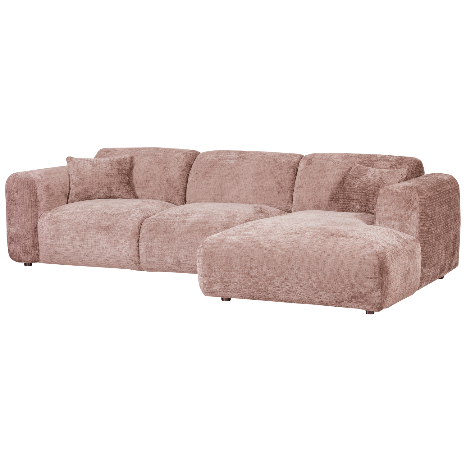 CLOUD CHAISE LONGUE SOFA RIGHT CHENILLE TAUPE/PINK