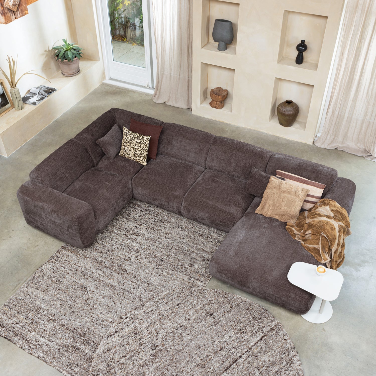 WOOOD canapea colt CLOUD | 100% Pes | Maro | 80x345x198 cm