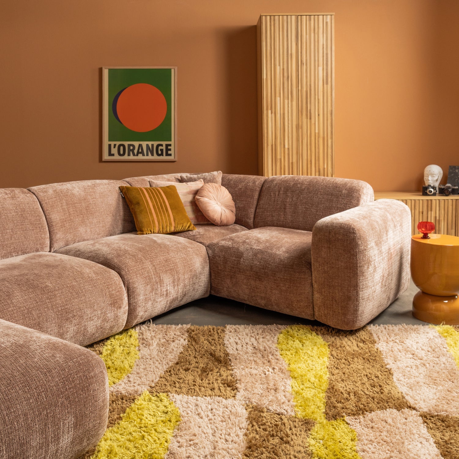 WOOOD canapea colt CLOUD | 100% Pes | Taupe | 80x345x198 cm