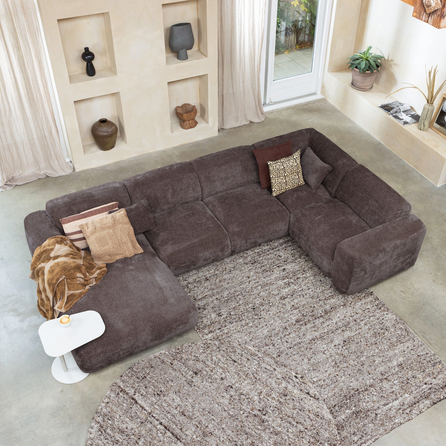 WOOOD canapea colt CLOUD | 100% Pes | Maro | 80x345x198 cm
