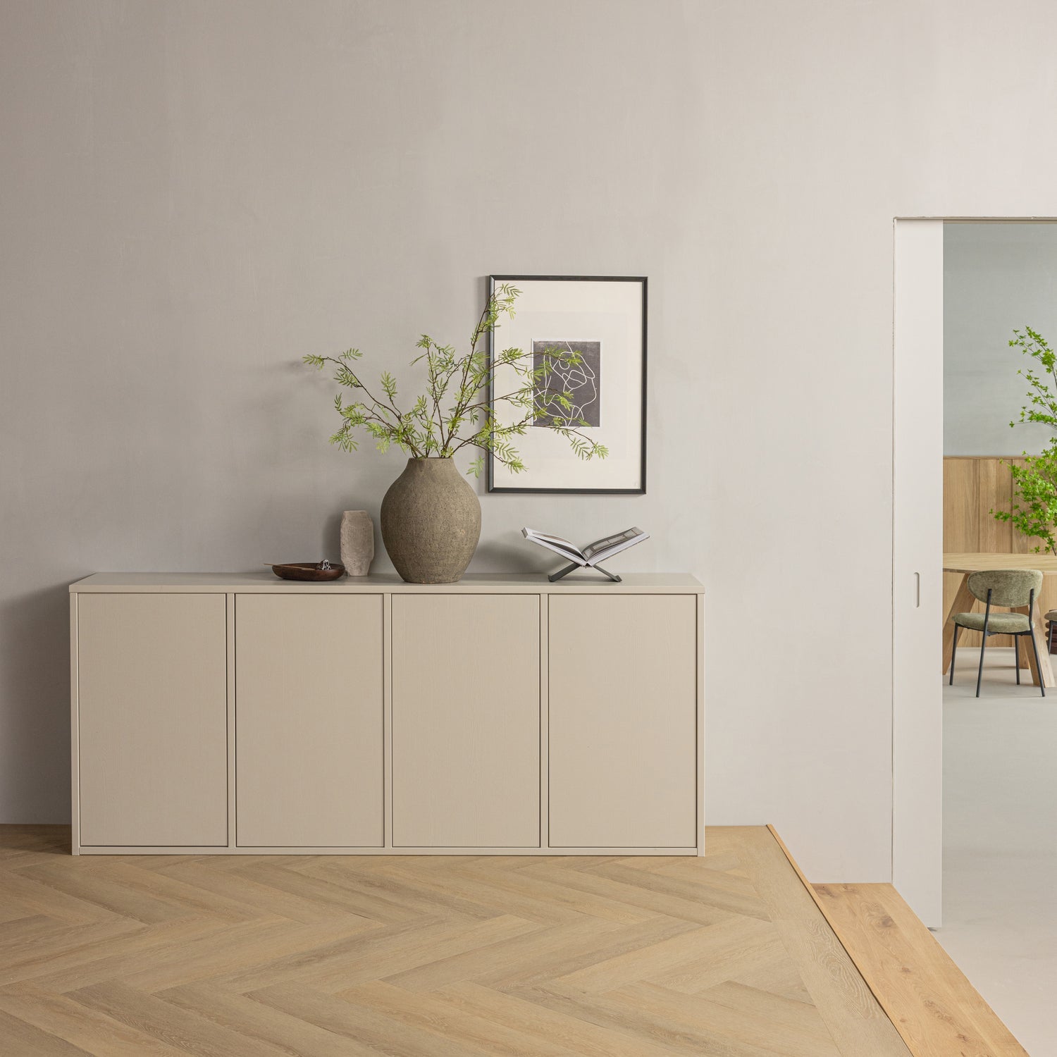 WOOOD mobila TV MEREL SIDEBOARD | Pin | Praf | 85x200x39 cm