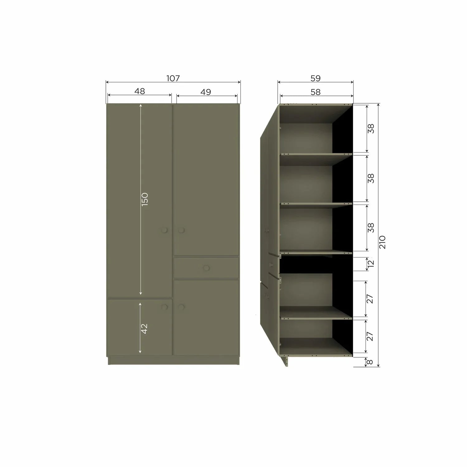 ALFIE WARDROBE 107CM PINE FOREST [fsc]