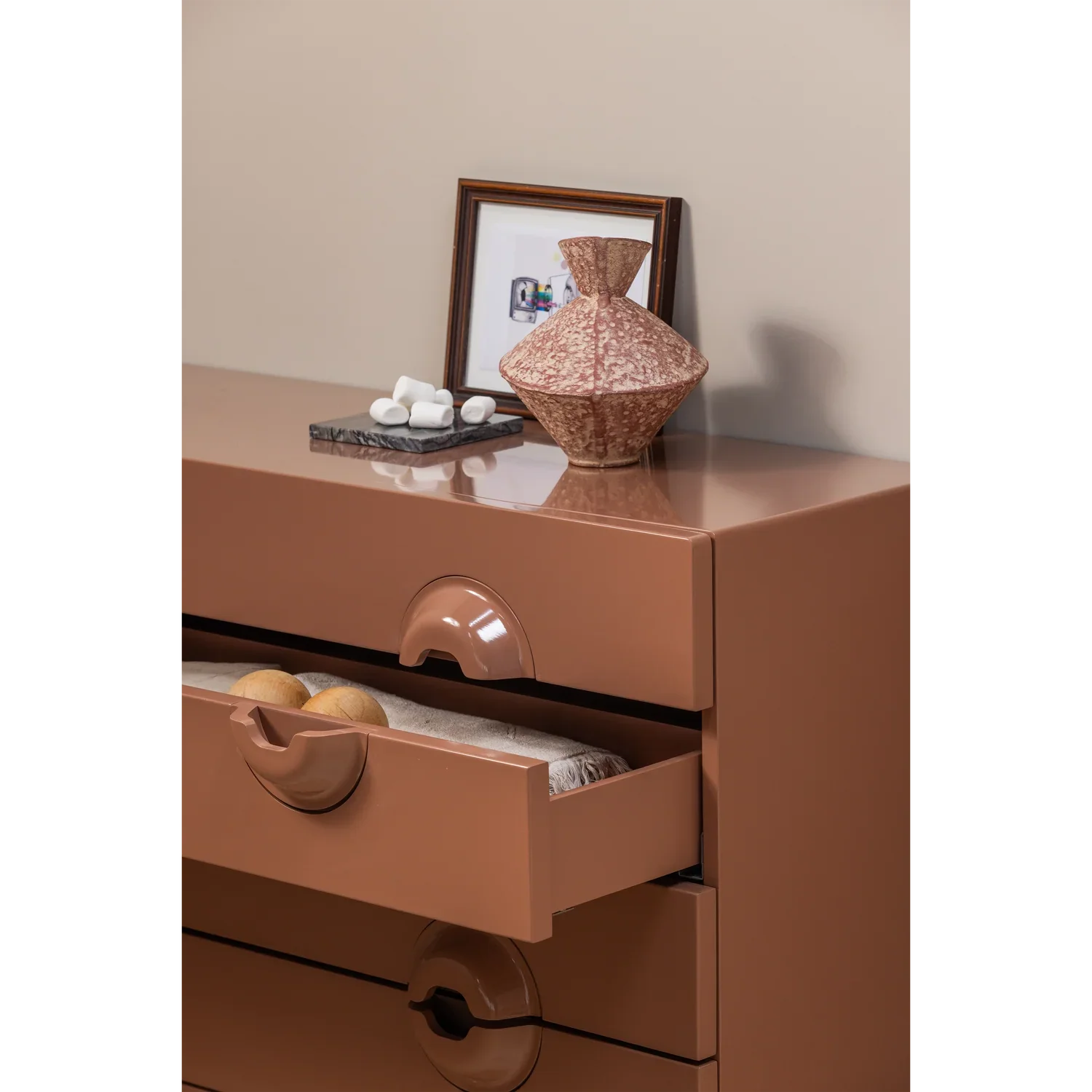 MERGE CABINET/COMMODE WITH DRAWERS EUCALYPTUS WOOD OLD PINK