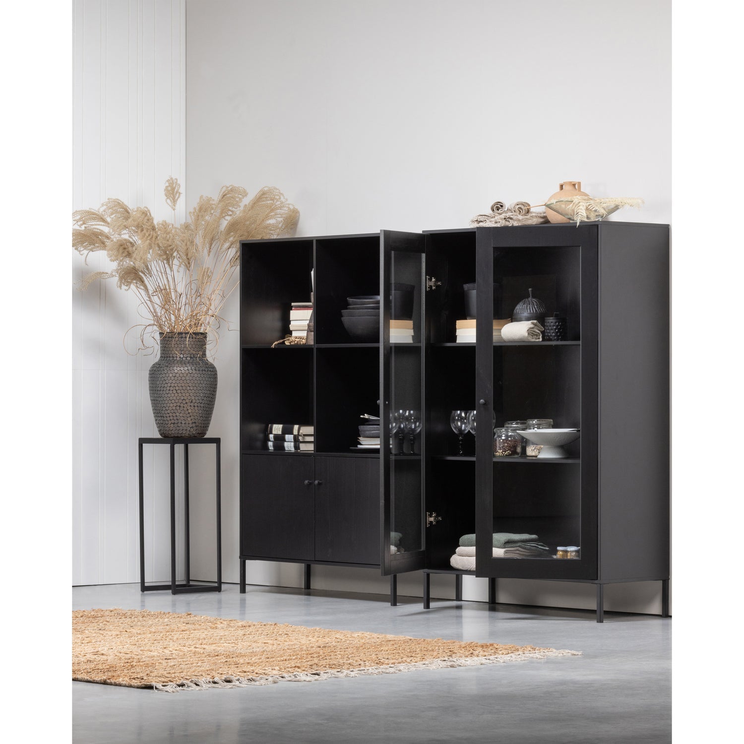 XAM OPEN CABINET PINE BLACK [fsc]