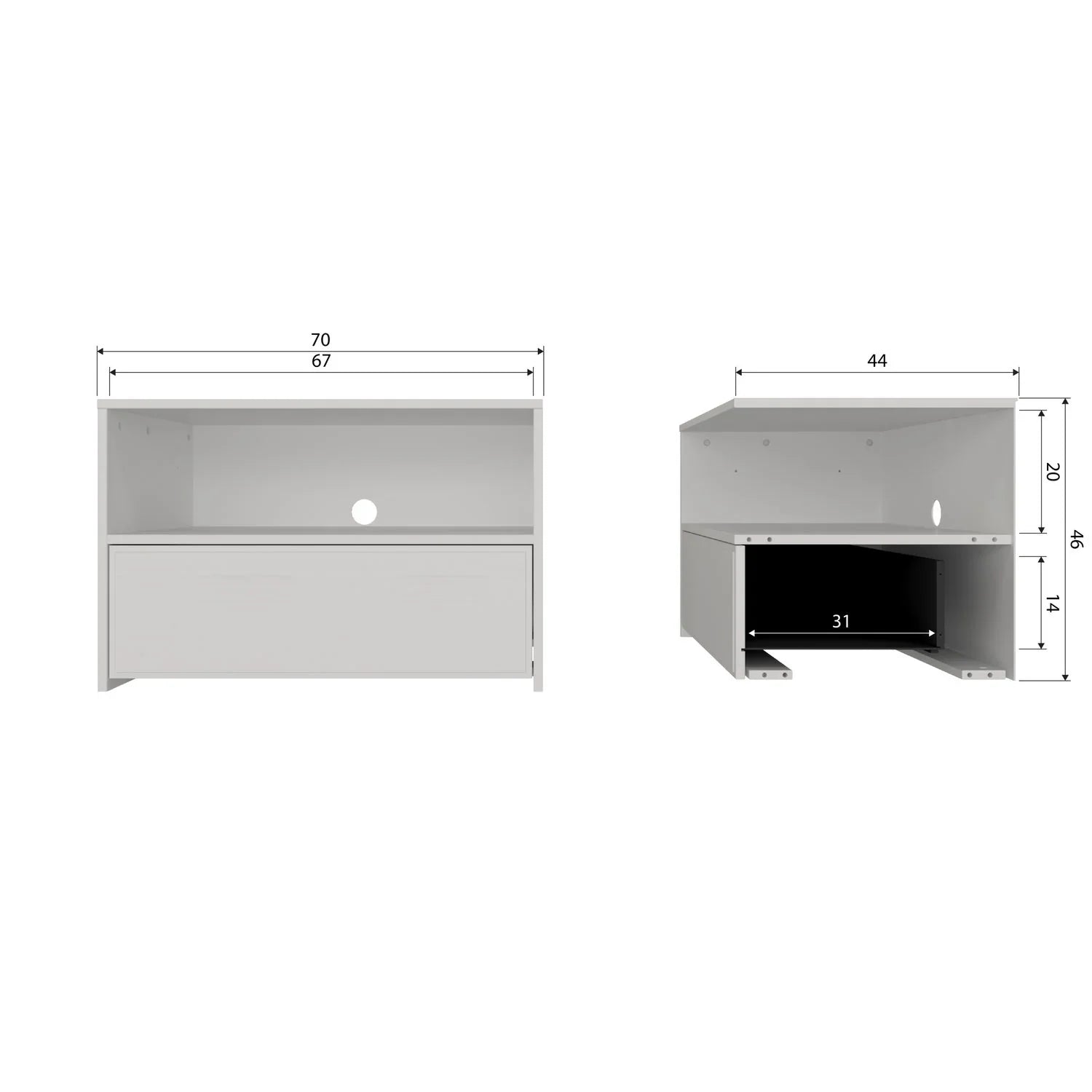 YISSA TV UNIT WITH DRAWER/OPEN BOX PINE CLOUD GREY [fsc]