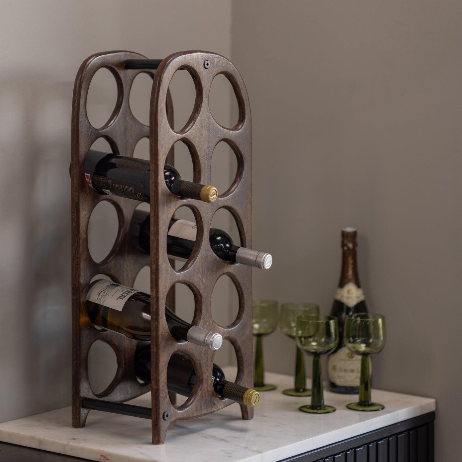 SUVI WINE RACK FOR 10 BOTTLES MANGO WOOD WALNUT