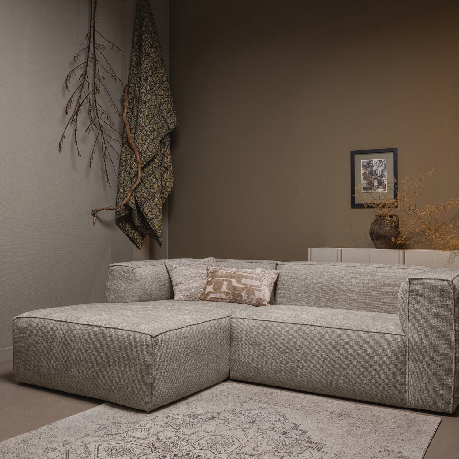WOOOD canapea mare BEAN CHAISE LONGUE | 100% Pes | Travertin | 73x254x175 cm
