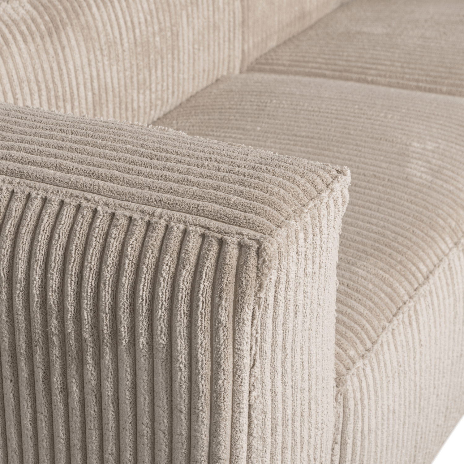 BEAN CHAISE LONGUE RIGHT HEFTY RIBCORD TRAVERTIN