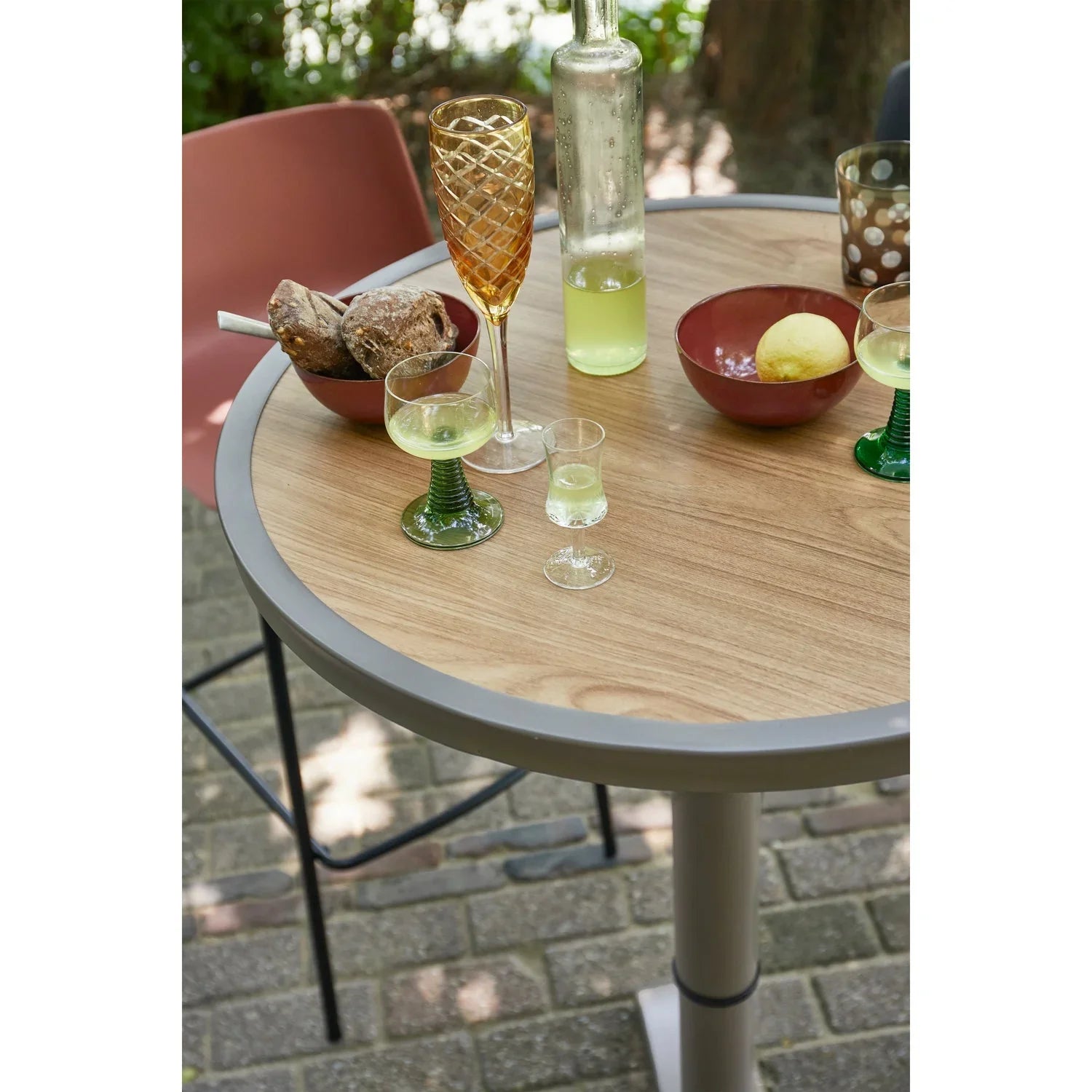 JEPPE HEIGHT ADJUSTABLE BAR TABLE GARDEN ALUMINUM BROWN/GREY