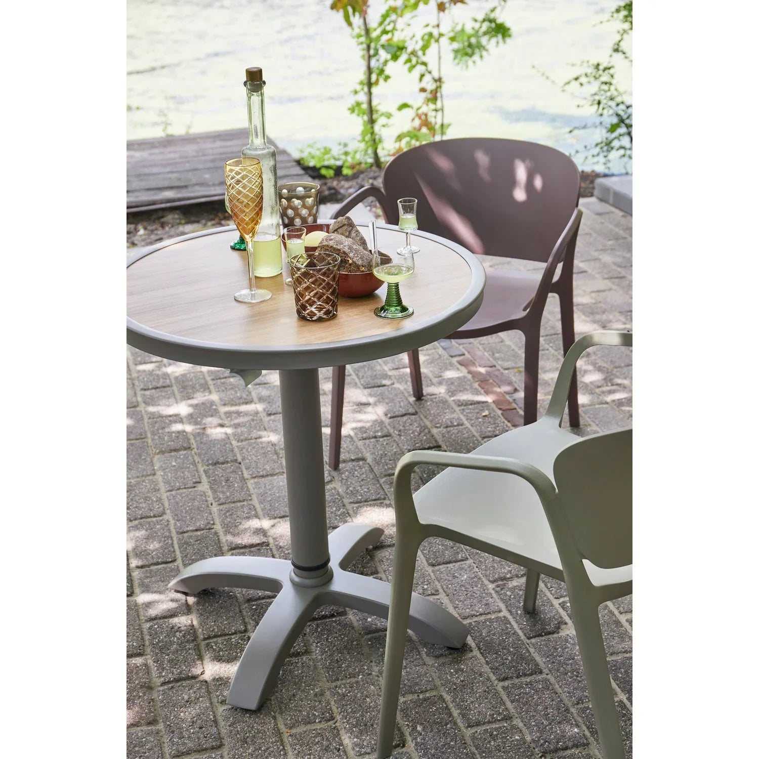 JEPPE HEIGHT ADJUSTABLE BAR TABLE GARDEN ALUMINUM BROWN/GREY
