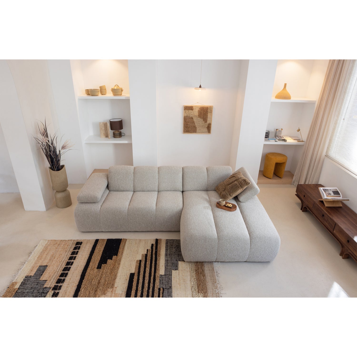 MOJO CHAISE LONGUE SOFA RIGHT BOUCLE BEIGE MELANGE